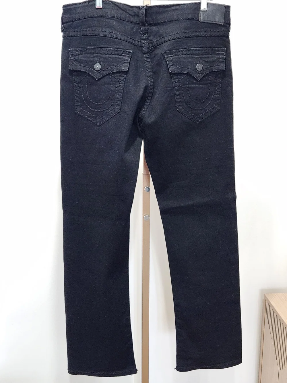 True Religion Ricky Straight Leg Flap Pocket Jeans - Black - Size 38 - NWOT